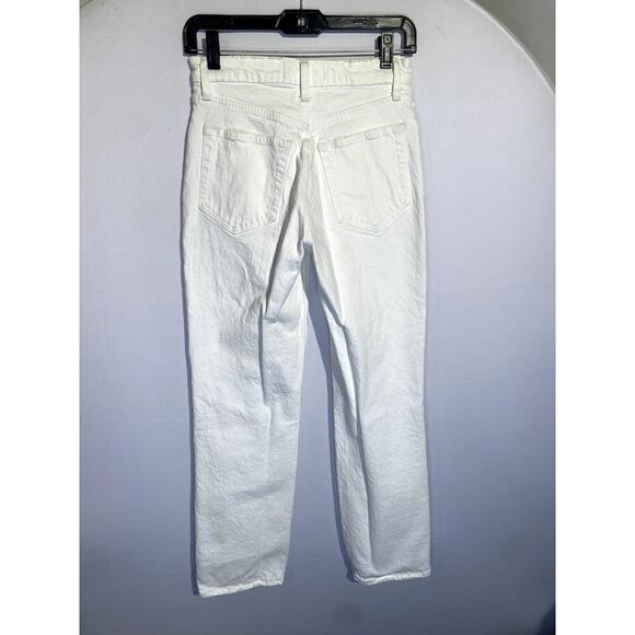 Abercrombie & Fitch White 90's Straight Ultra High Rise Distresses Jeans Sz 2S - Picture 7 of 8